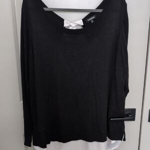 Torrid Black Sweater with White Bow Accent